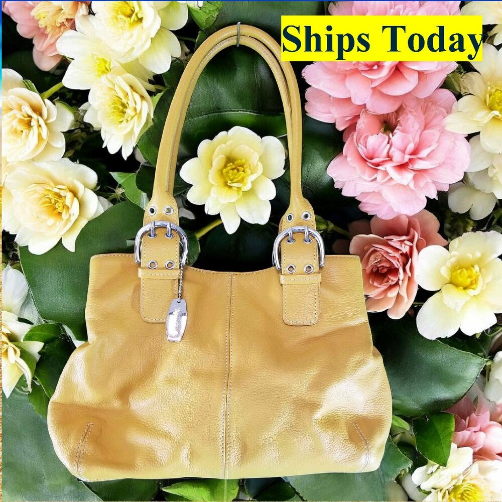 Tignanello Yellow Leather Purse Bag 12093